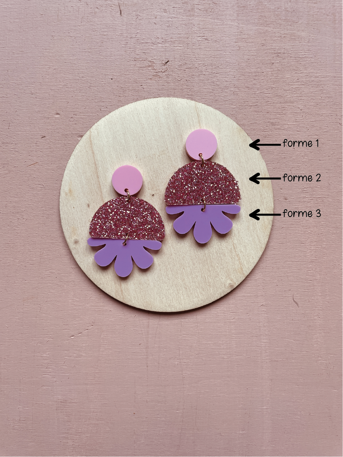 BOUCLES D'OREILLES - FORME ABSTRAITE RONDE (personnalisable)