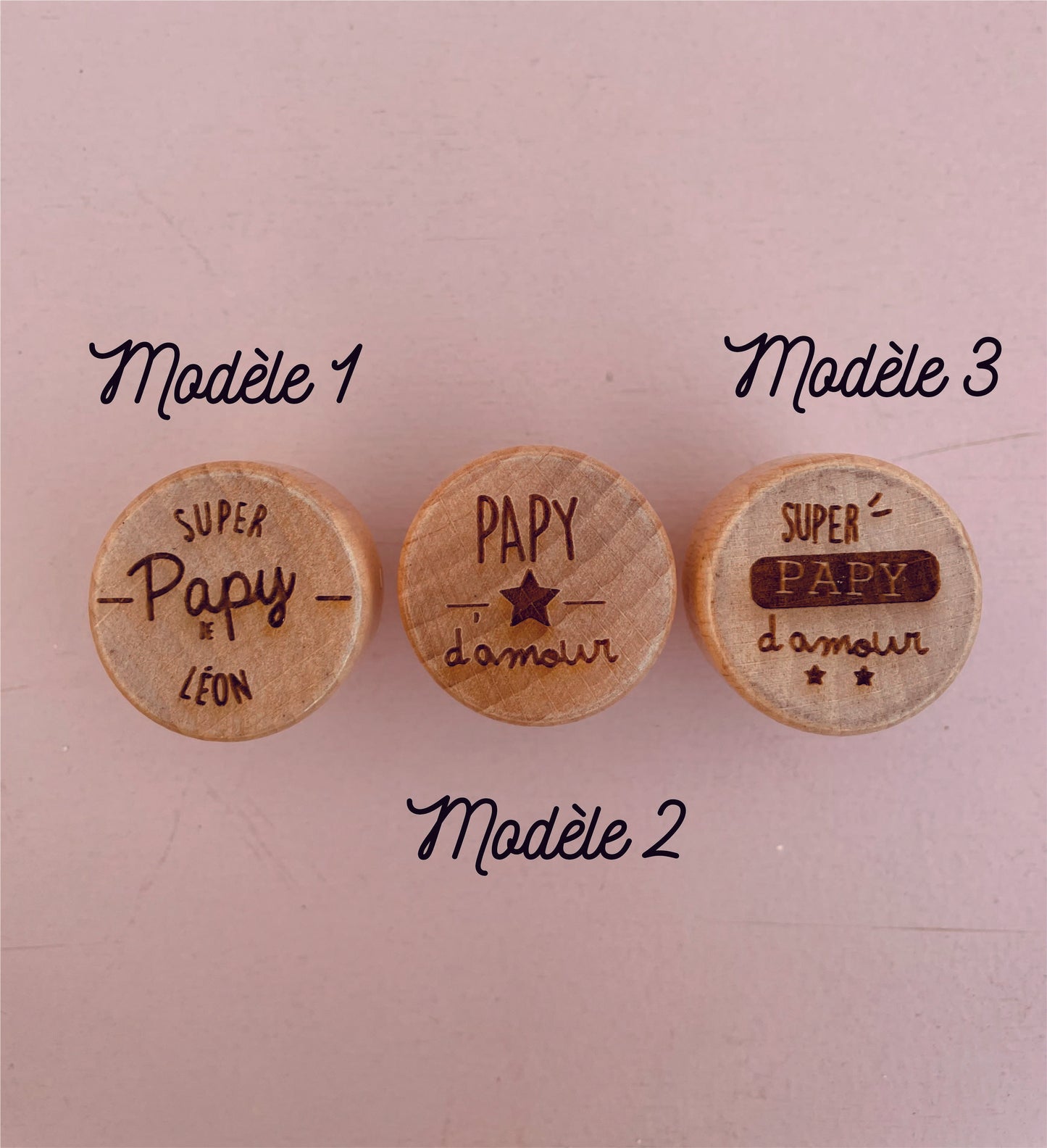 BOUCHON TÊTE EN BOIS FÊTE DES PAPY - PERSONNALISABLE