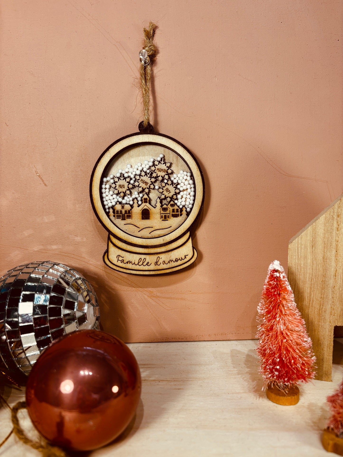 BOULE DE NOËL À SECOUER - PAYSAGE FAMILLE - PERSONNALISABLE (divers modèles)