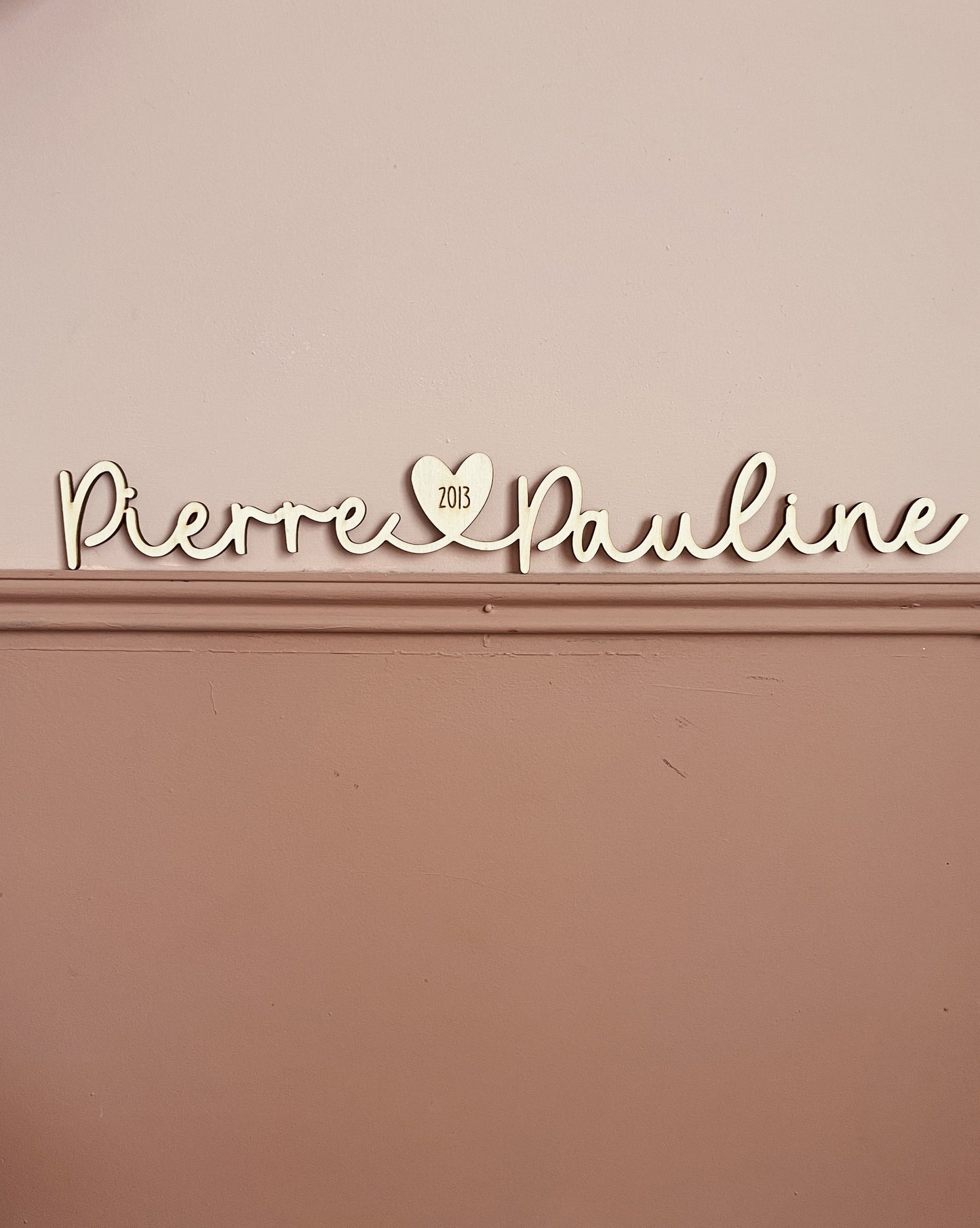 Prénoms bois coeur - PERSONNALISABLE