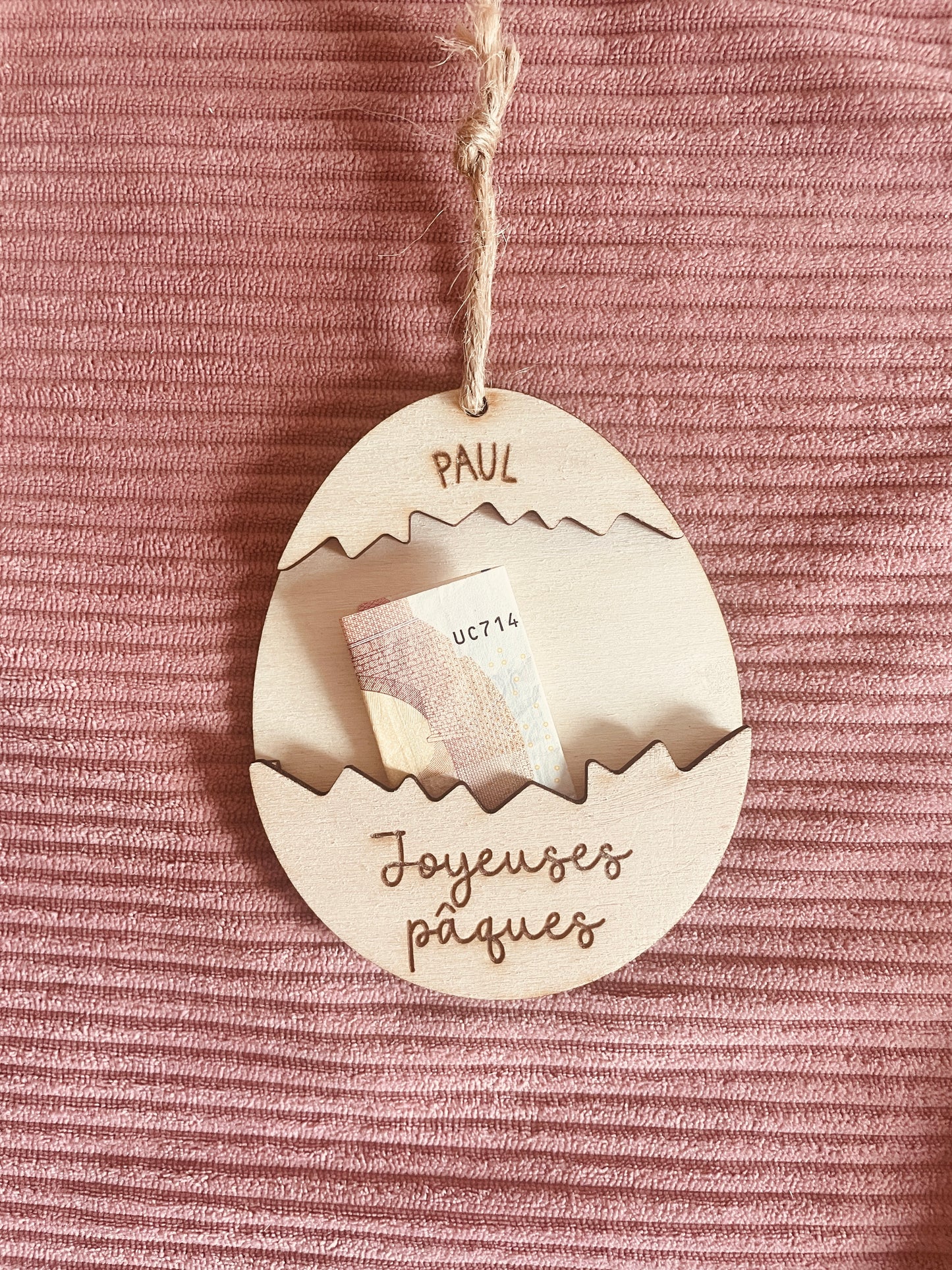 DÉCORATION OEUF POUR MOT OU BILLET-PÂQUES - PERSONNALISÉE