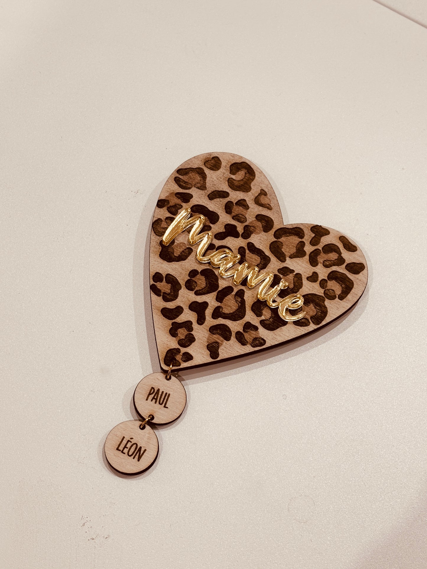 MAGNET LEOPARD ET SES PRENOMS - PERSONNALISABLE