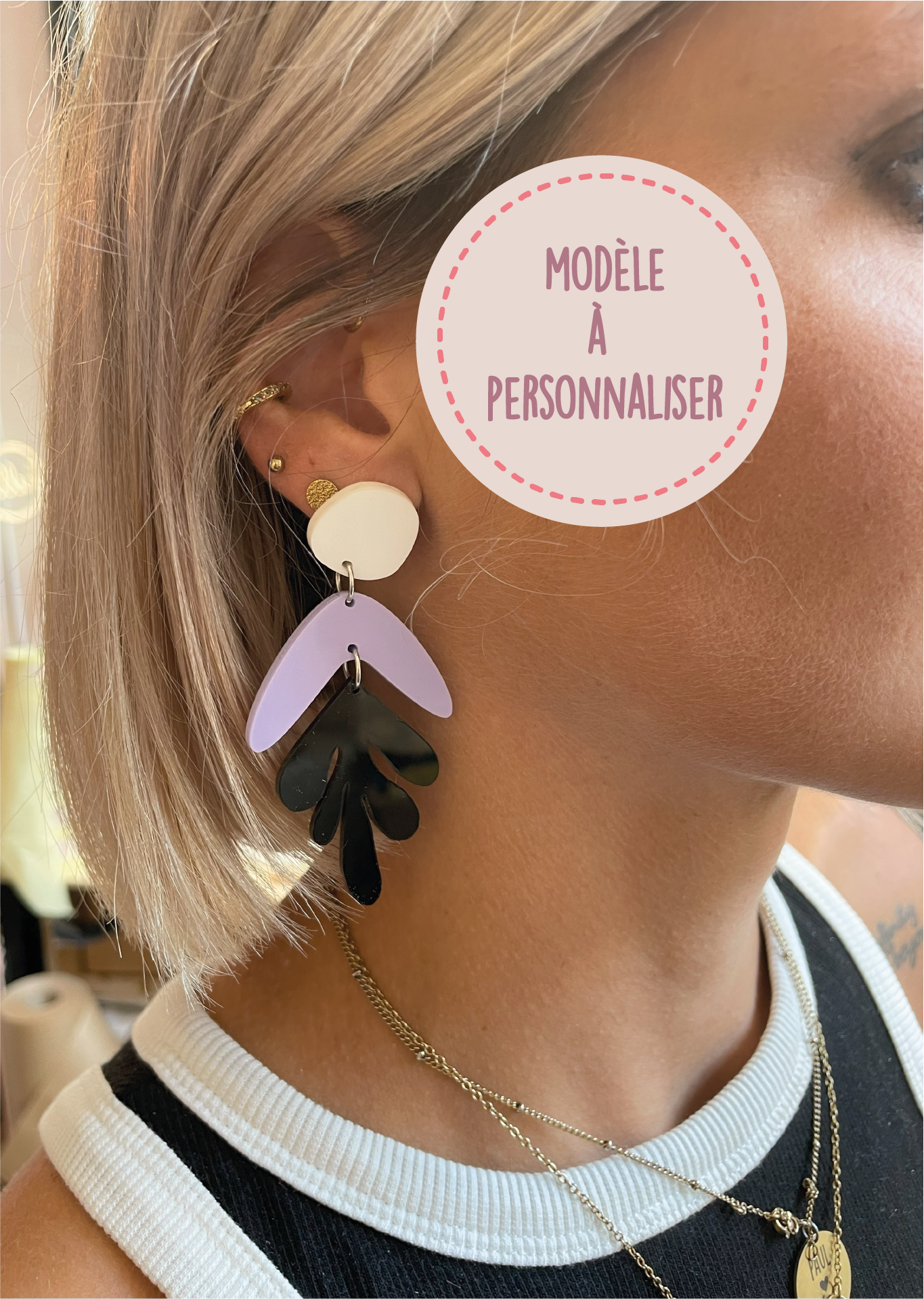 BOUCLES D'OREILLES - FORME FEUILLE (personnalisable)