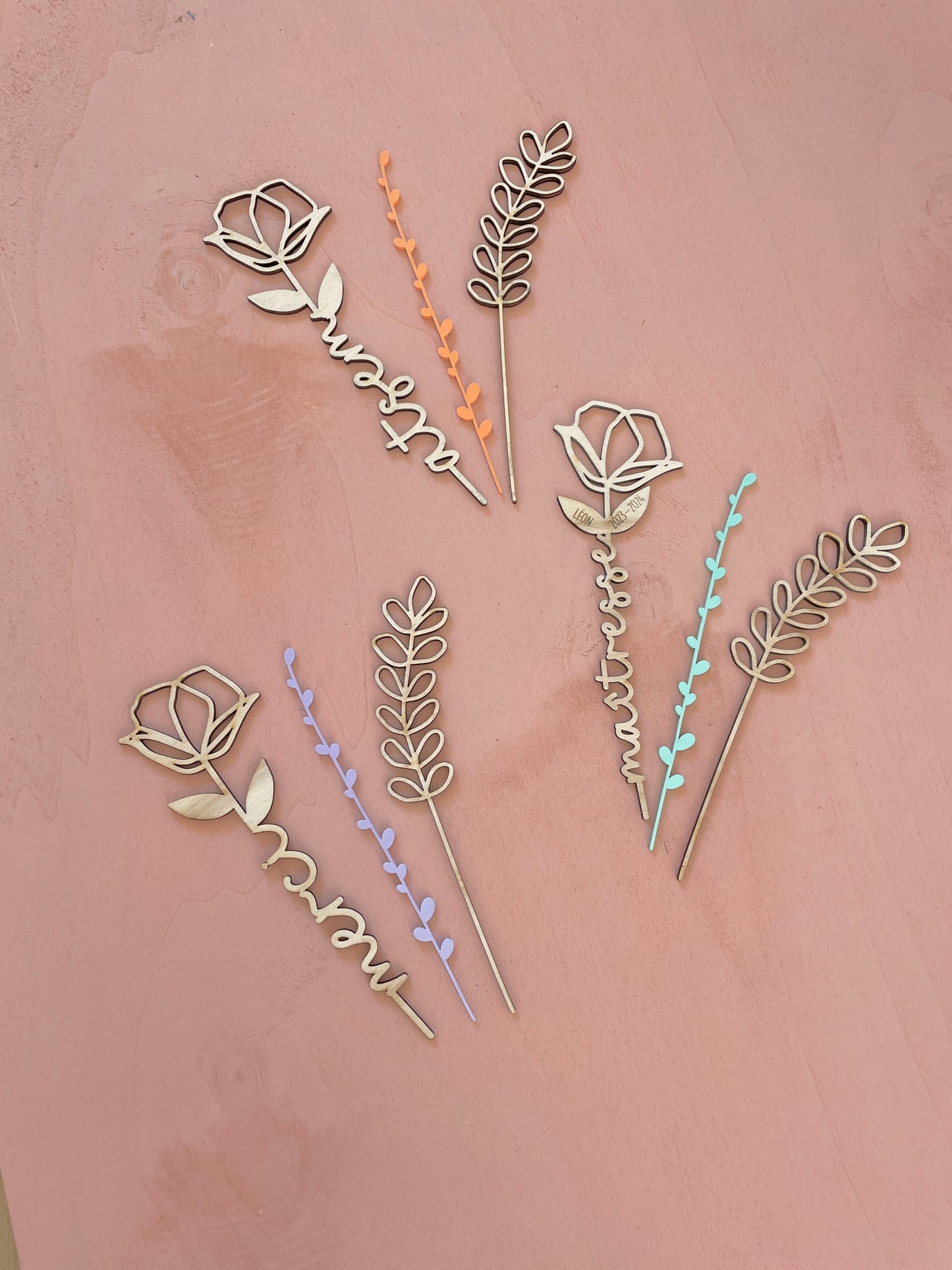 LOT DE TROIS FLEURS - PERSONNALISABLE