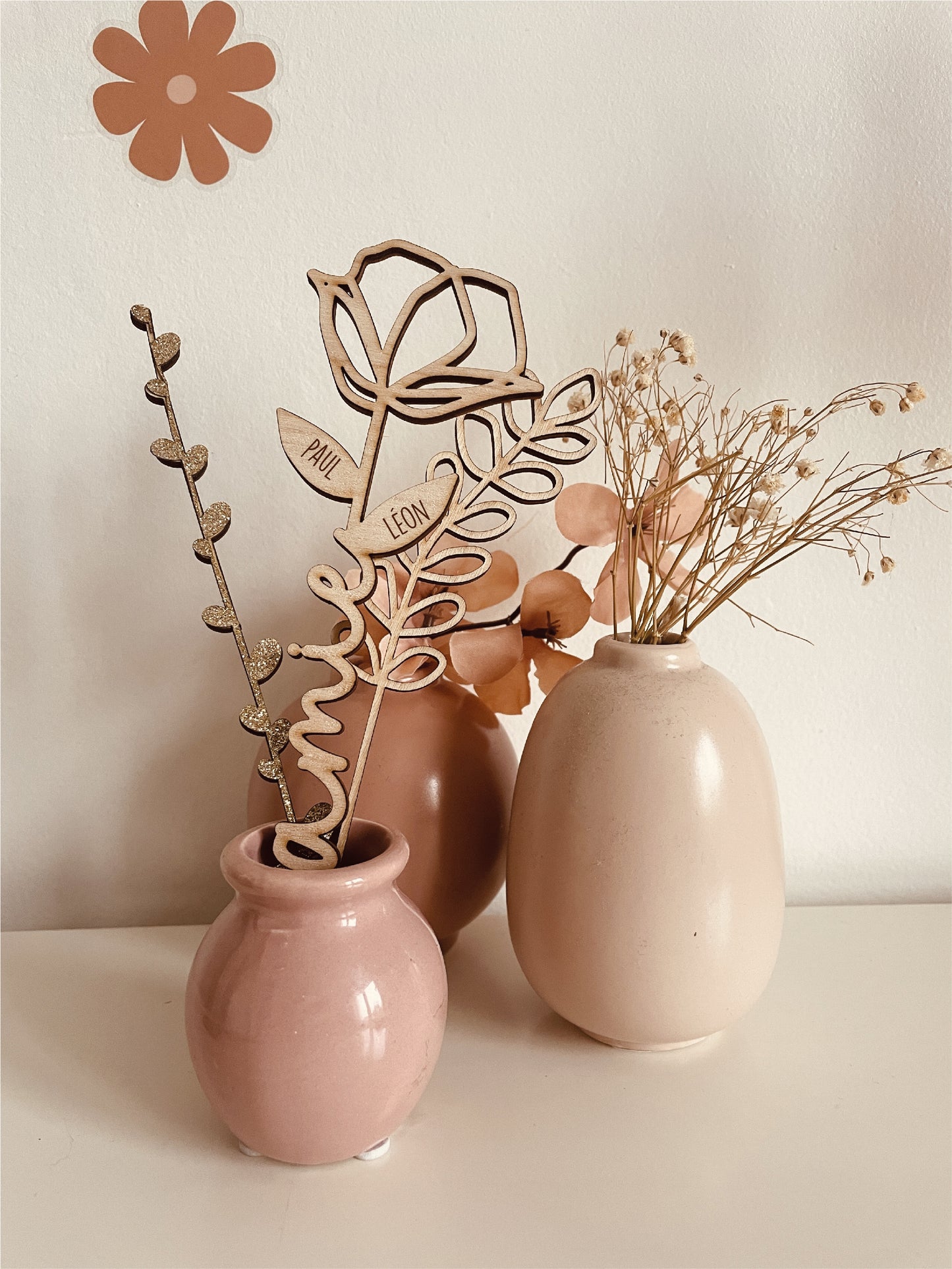 LOT DE TROIS FLEURS - PERSONNALISABLE