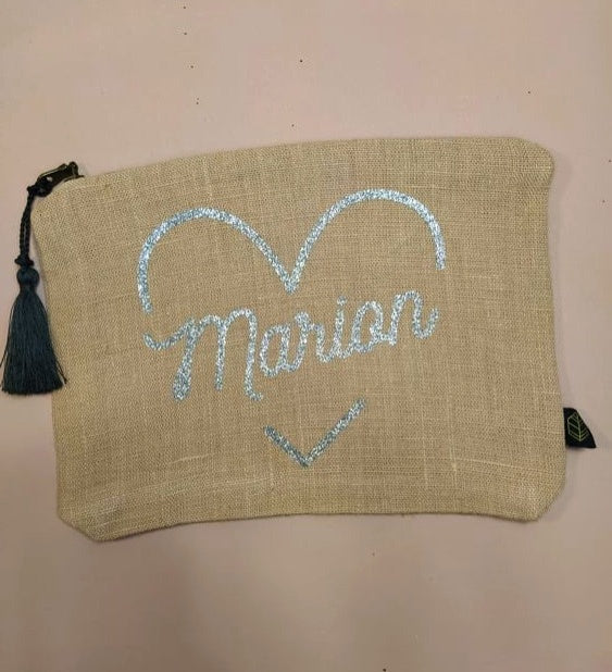 POCHETTE EN LIN ROSE - PERSONNALISABLE