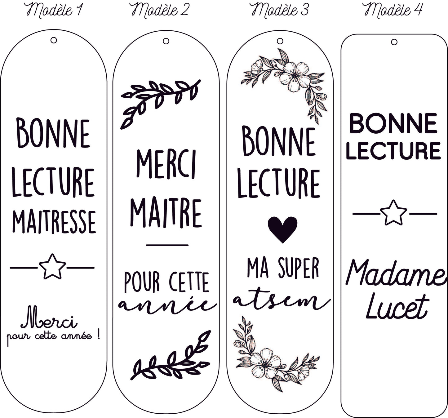 MARQUE PAGES MAITRESSE/MAITRE/ATSEM/NOUNOU