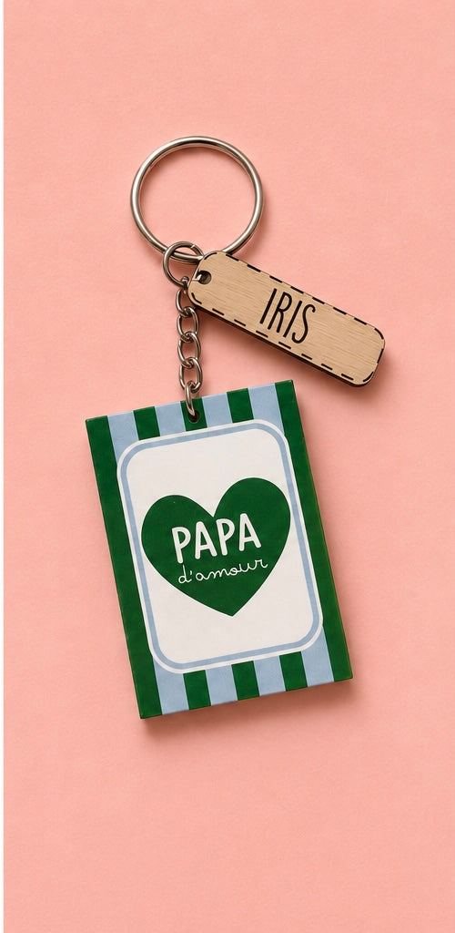 PORTE CLE PAPA D'AMOUR - PERSONNALISABLE