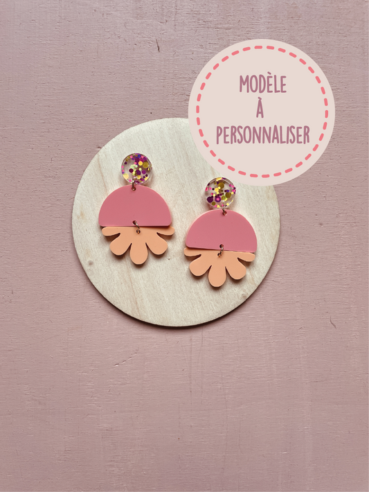 BOUCLES D'OREILLES - FORME ABSTRAITE RONDE (personnalisable)