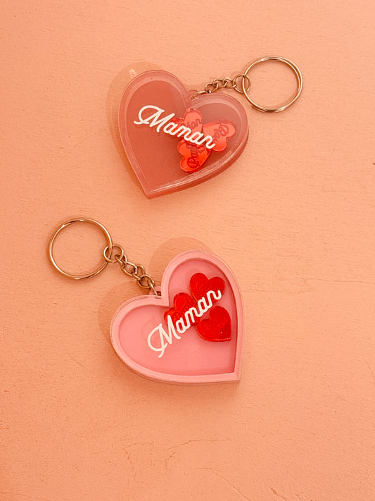 PORTE CLEFS COEUR à secouer - PERSONNALISABLE