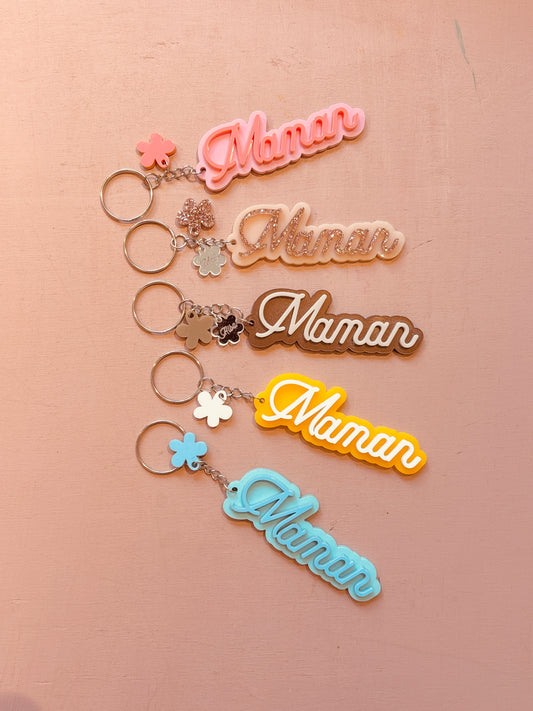 PORTE CLEFS BRELOQUES FLEURS PERSONNALISABLE