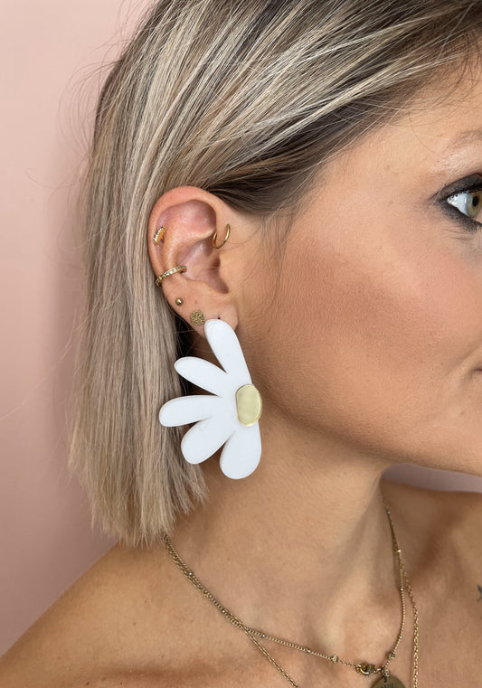 BOUCLES D'OREILLES -  DEMI FLEURS (divers coloris)