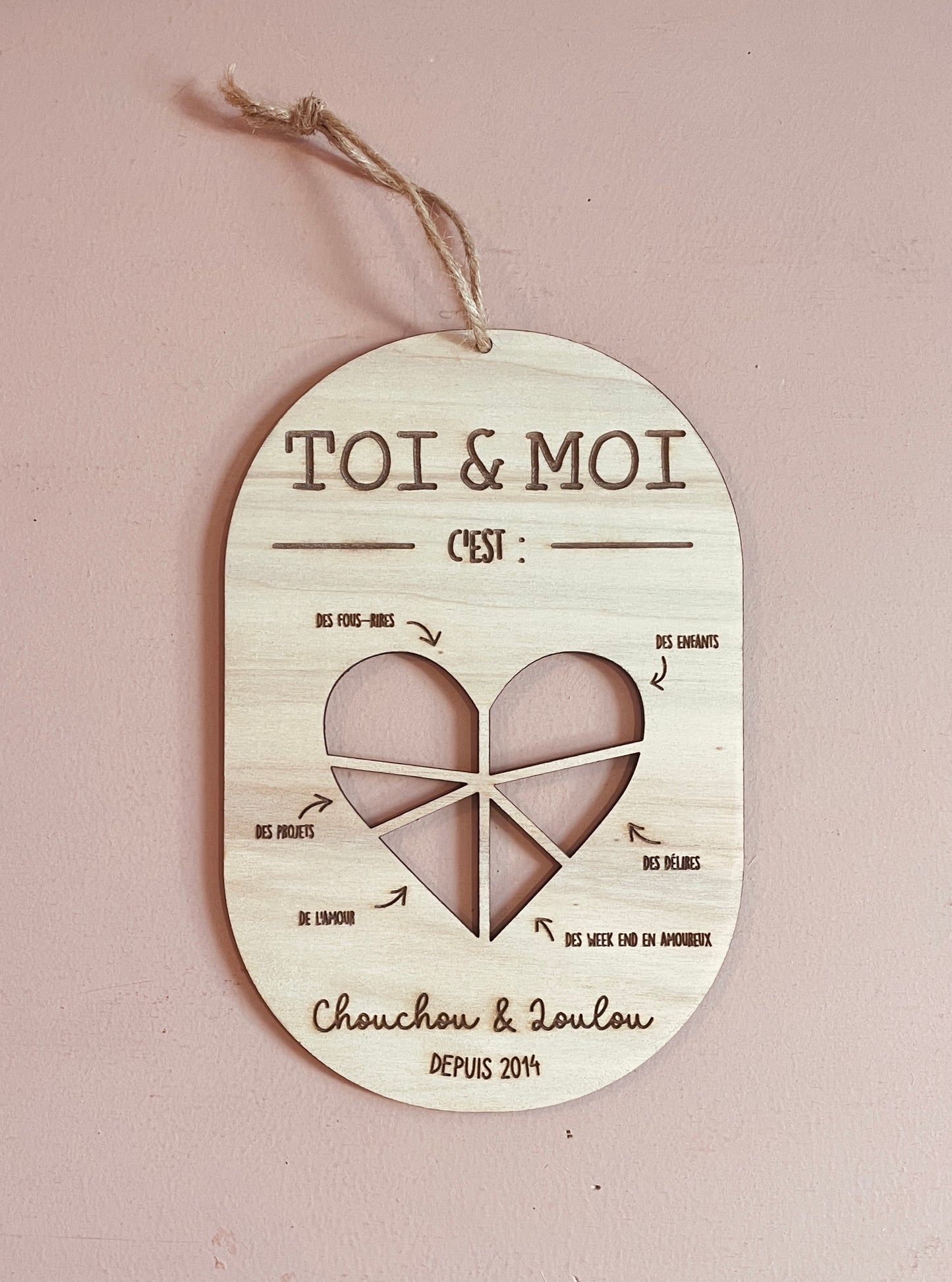 PANCARTE - COEUR- COUPLE PERSONNALISABLE