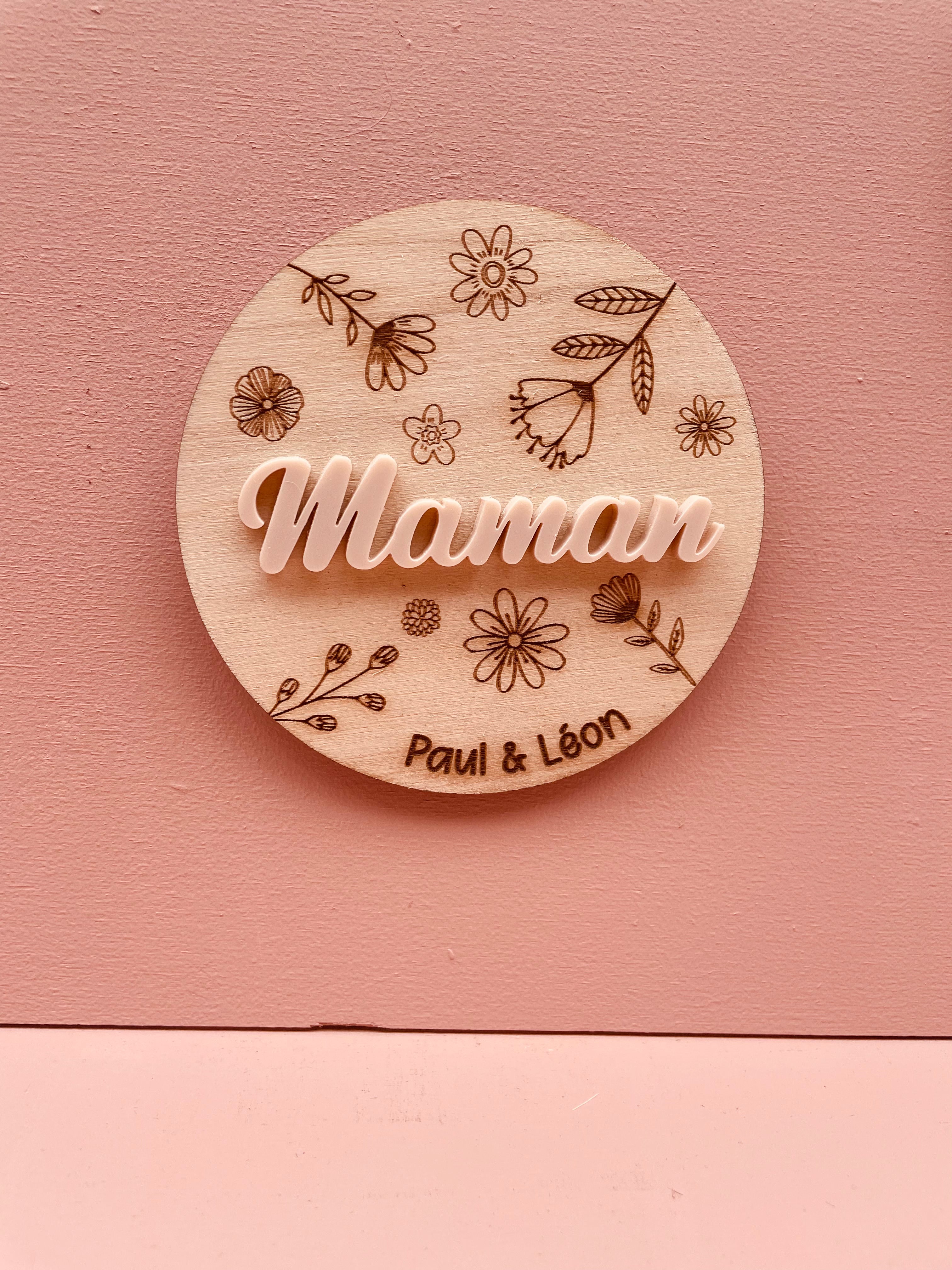 MAGNET FLORALE PERSONNALISABLE -  MAMAN