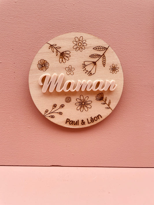 MAGNET FLORALE PERSONNALISABLE -  MAMAN