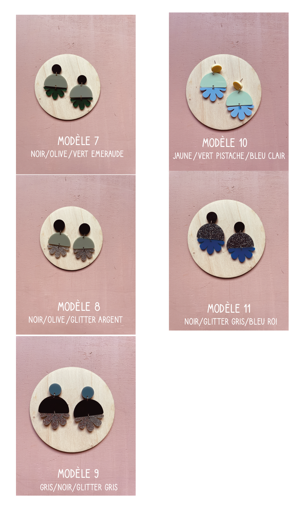 BOUCLES D'OREILLES - FORME ABSTRAITE RONDE (coloris au choix)