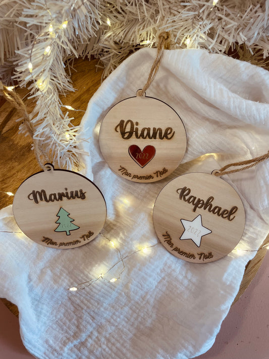 BOULE DE NOËL - MON PREMIER NOEL COEUR/ETOILE/SAPIN