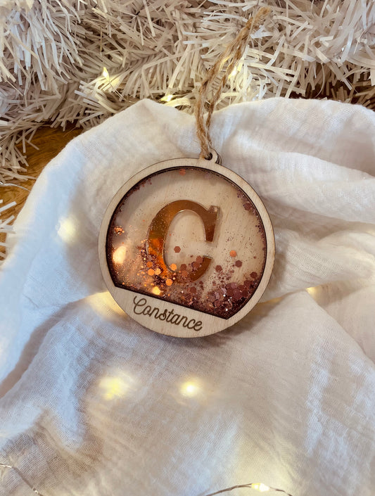 BOULE DE NOËL - INITIALE À PAILLETTES