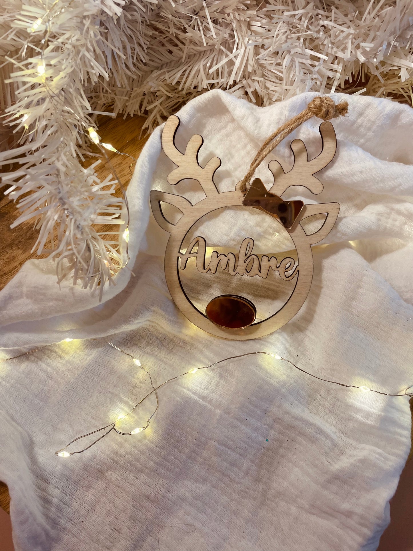 BOULE DE NOËL - RENNE NEZ COLORÉ