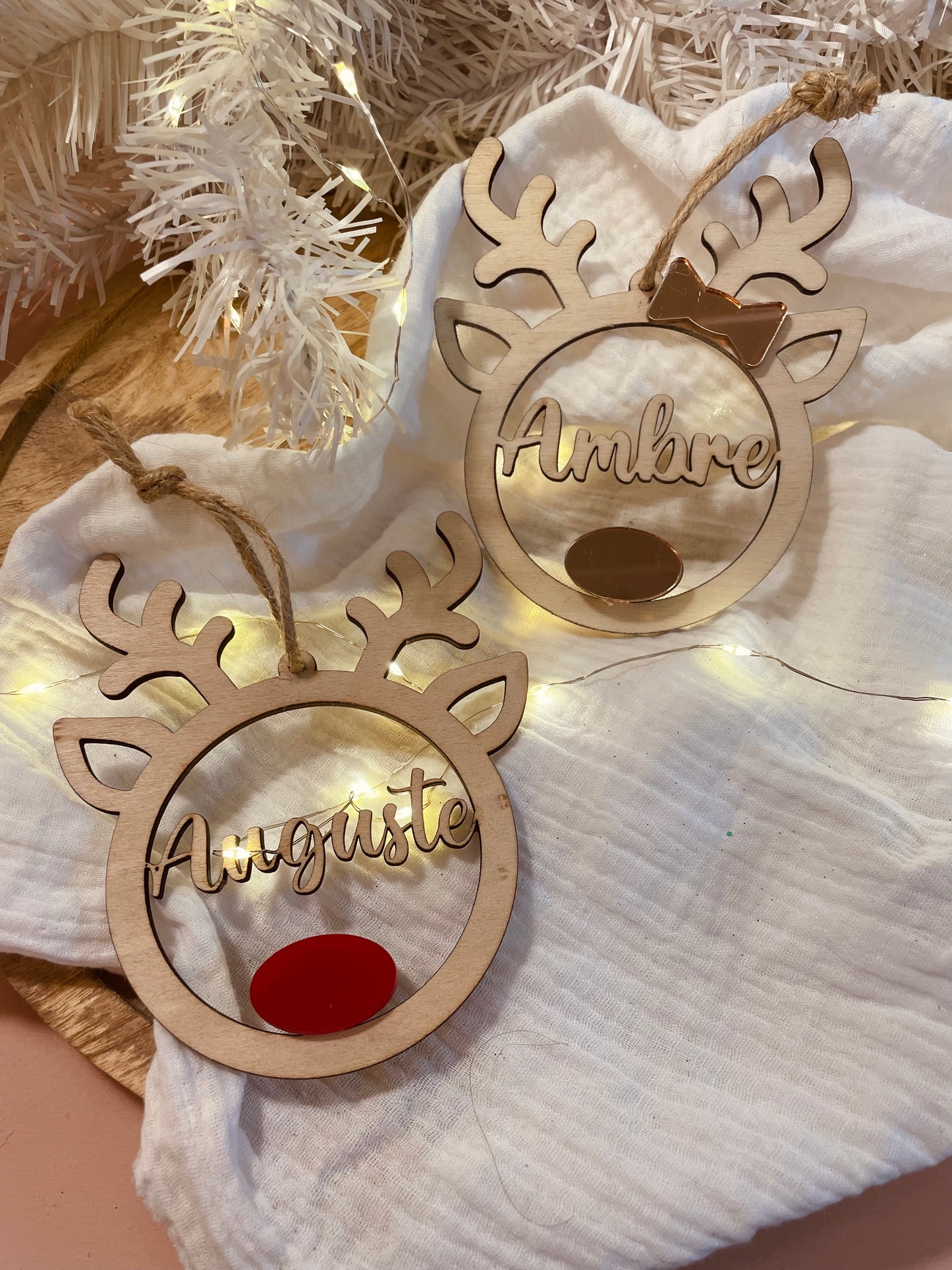 BOULE DE NOËL - RENNE NEZ COLORÉ