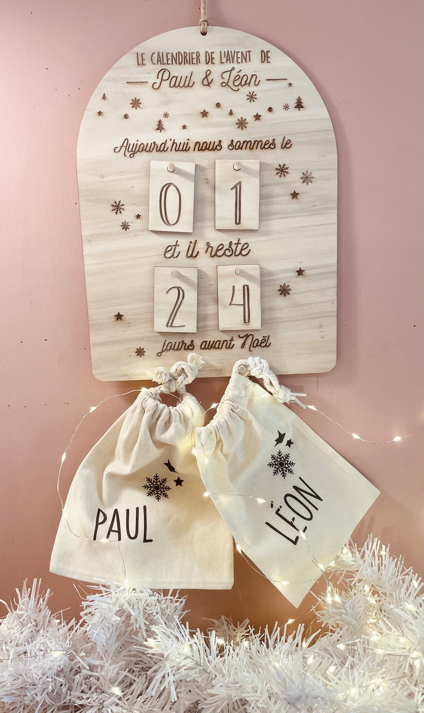 CALENDRIER DE L'AVENT AVEC POCHON - PERSONNALISÉ