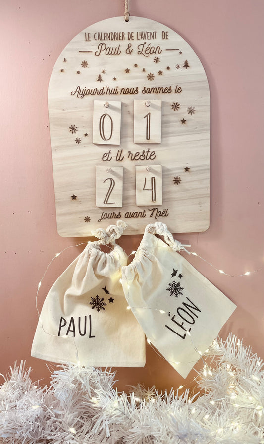 CALENDRIER DE L'AVENT AVEC POCHON - PERSONNALISÉ