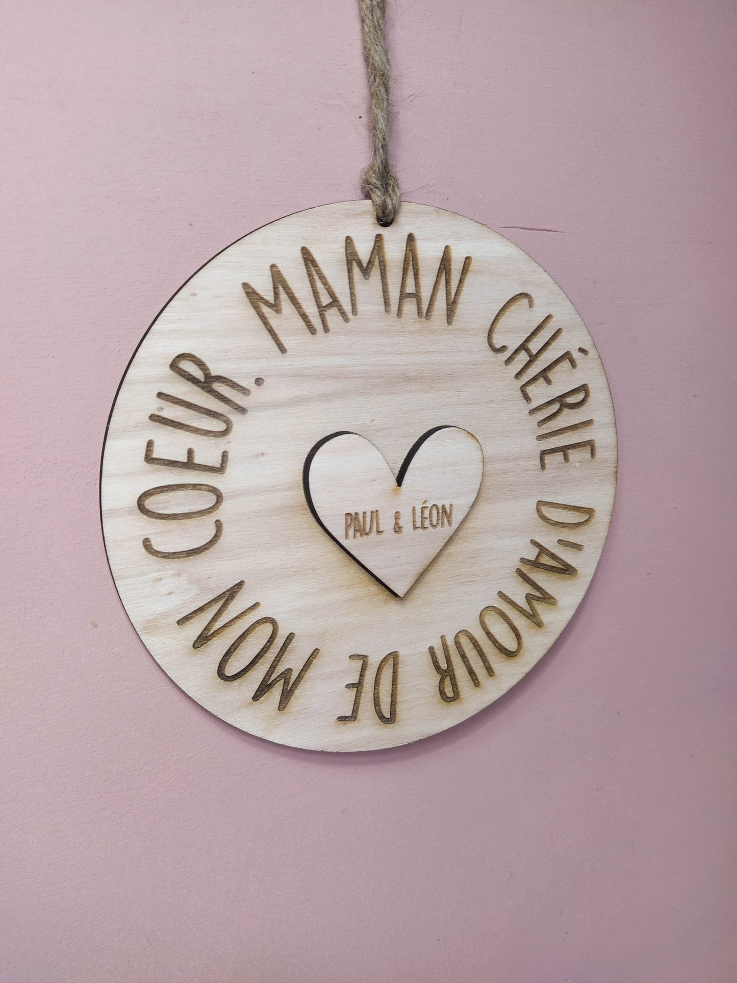 PANCARTE MAMAN D'AMOUR COEUR - PERSONNALISABLE