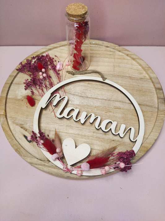 COURONNE MAMAN FLEURS SÉCHÉS -PERSONNALISABLE