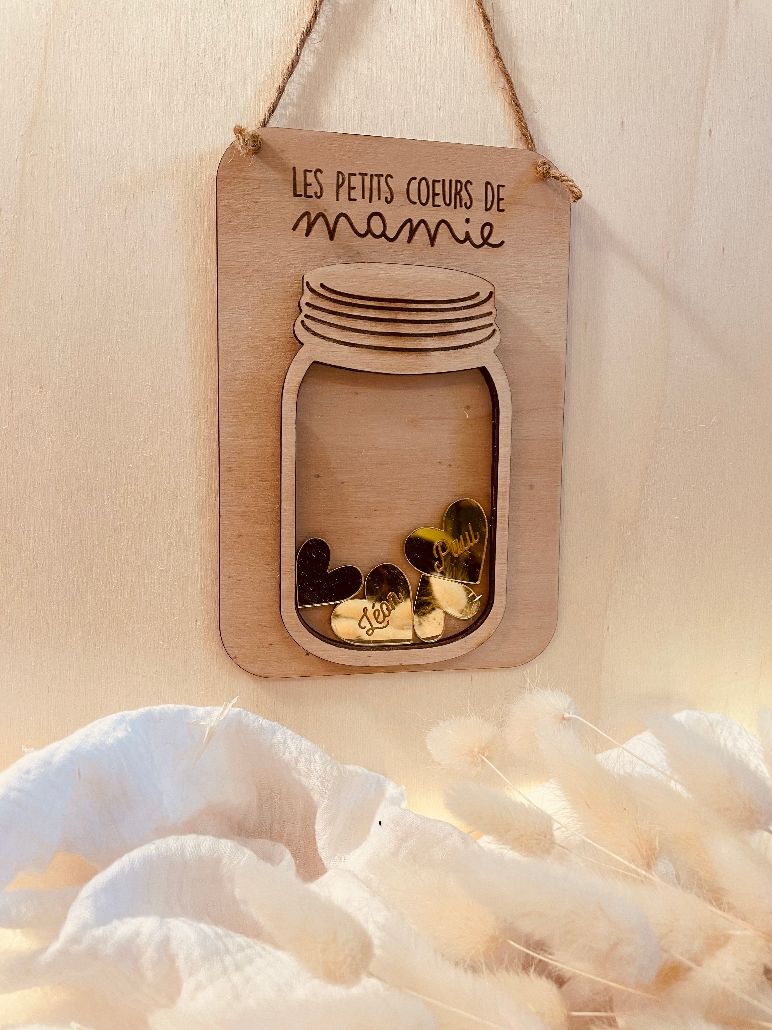 Déco Cœur "Je T'aime Mamie" - Motif Tournesol & Papillons - Acrylique Imprimé - Cadeau Tendresse Pour Grand-mère
