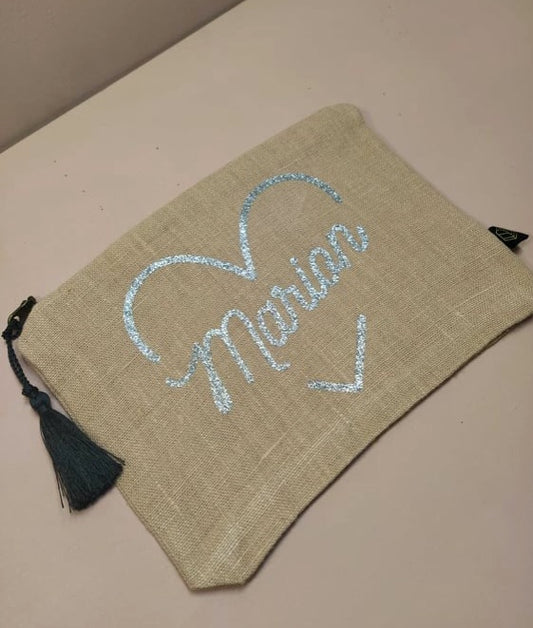 POCHETTE EN LIN ROSE - PERSONNALISABLE