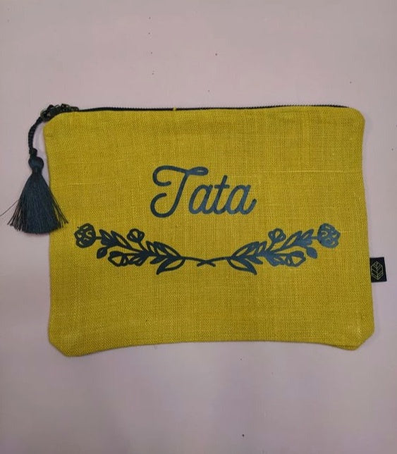 POCHETTE EN LIN JAUNE - PERSONNALISABLE