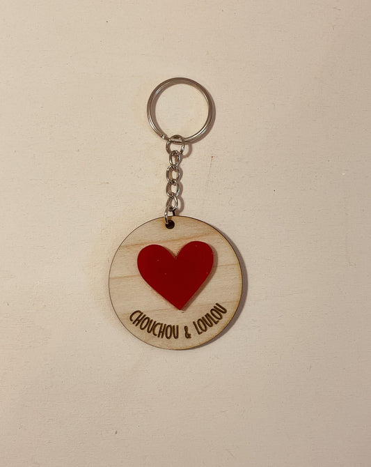 PORTE-CLÉS PERSONNALISÉ-  PRÉNOMS COEUR COLORÉ