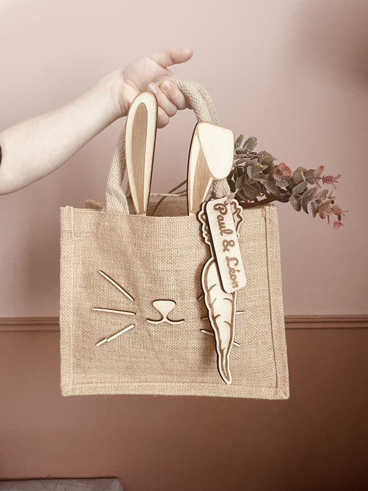 SAC JUTE LAPIN DE PÂQUES - PERSONNALISÉ